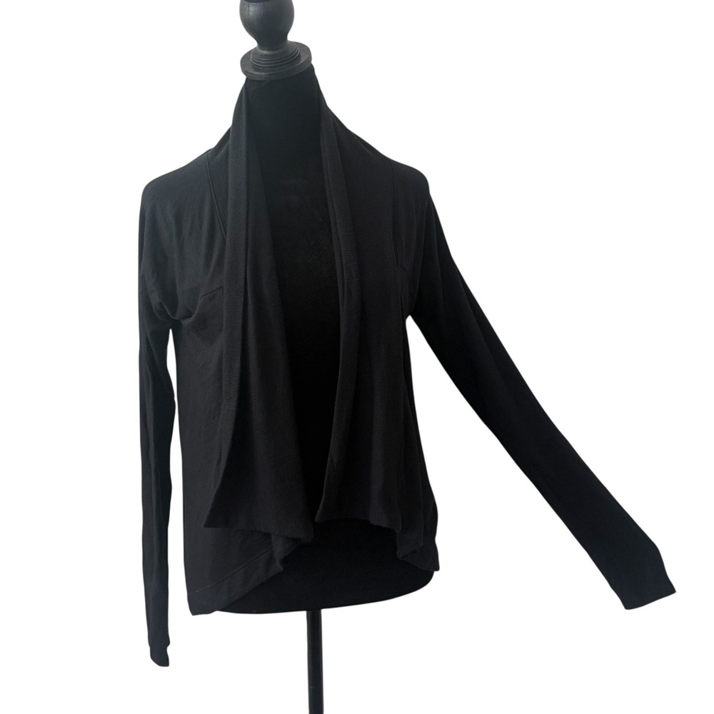 Athleta Nirvana‎ Wear Two Ways Wrap Open Front Cardigan Size XXS Black Layering
